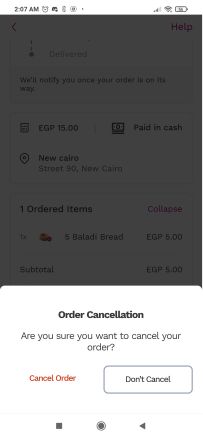 Breadfast app cancel order
