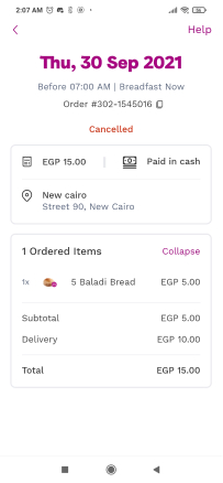 Breadfast app track order flow