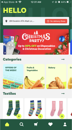 rabbit grocery app home page ui