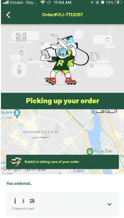 rabbit grocery app order tracking screen ui design